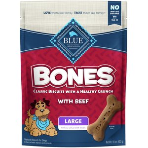 Blue Buffalo Bones Classic Biscuits Beef Dog Treats, 16-oz bag, Large