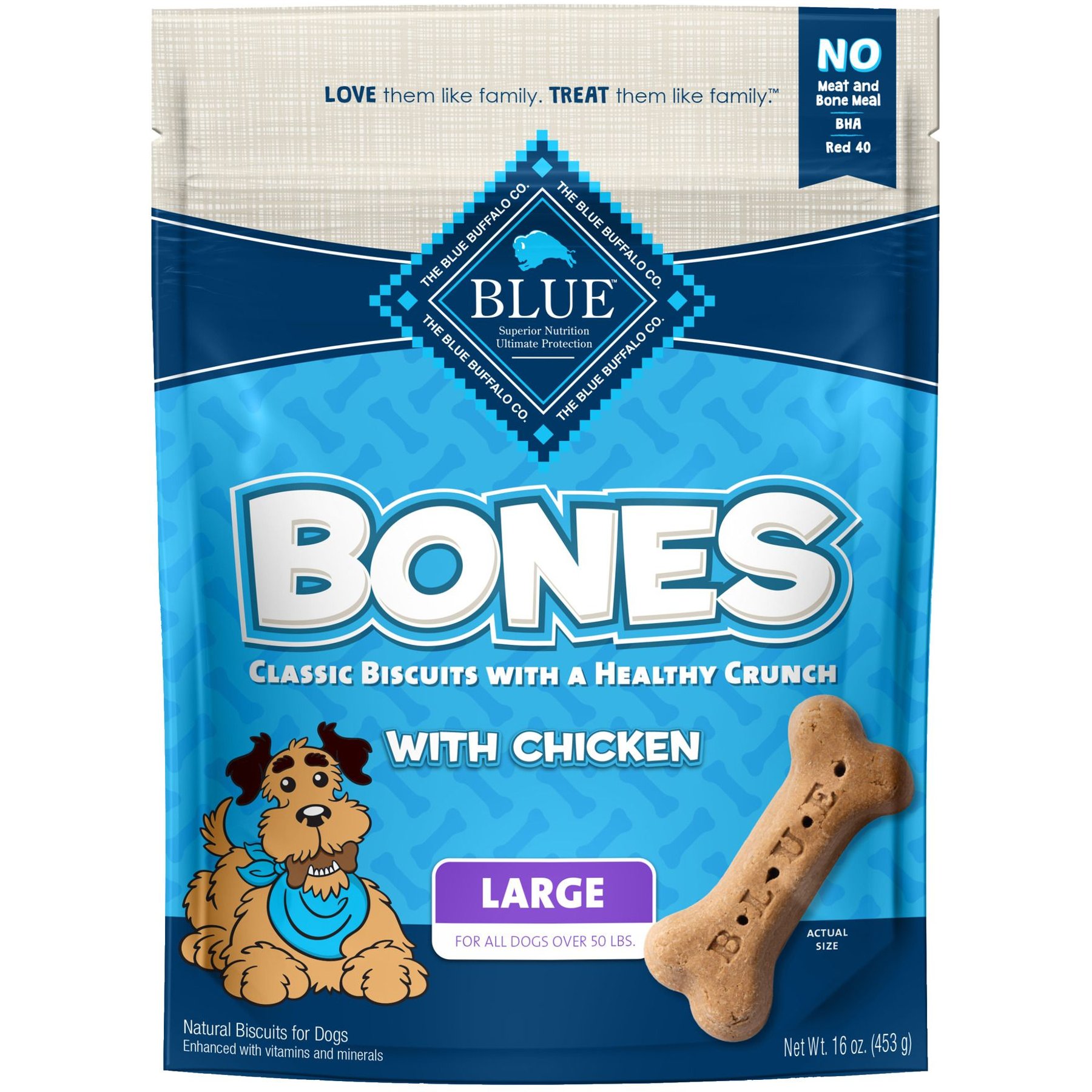 BLUE BUFFALO Bones Classic Biscuits Chicken Large Dog Treats 16