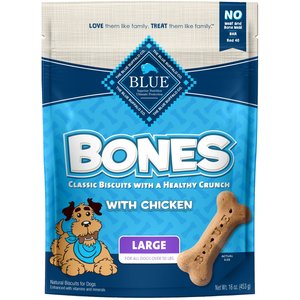 Blue Buffalo Bones Classic Biscuits Chicken Large Dog Treats, 16-oz bag