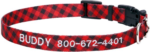 Frisco Buffalo Check Personalized Dog Collar, X-Small: 8 to 12-in neck, 5/8-in wide slide 1 of 5