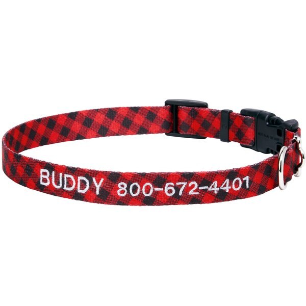 GOTAGS Nylon Personalized Dog Collar, Pink, Medium 14 to 20in neck, 3/4in wide