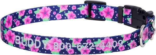 Frisco Patterned Polyester Personalized Dog Collar, Midnight Floral, X-Small: 8 to 12-in neck, 5/8-in wide slide 1 of 6