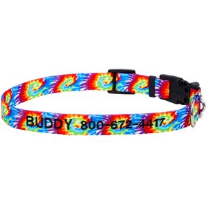 Frisco Tie Dye Swirl Polyester Personalized Dog Collar, X-Small: 8 to 12-in neck, 5/8-in wide