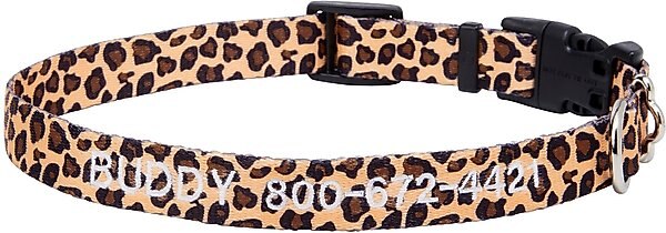 Frisco Leopard Print Polyester Personalized Dog Collar, X-Small: 8 to 12-in neck, 5/8-in wide slide 1 of 5