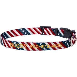 Frisco American Flag Polyester Personalized Dog Collar, X-Small: 8 to 12-in neck, 5/8-in wide