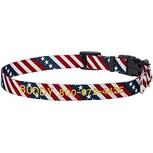 Frisco American Flag Polyester Personalized Dog Collar, Large: 18 to 26-in neck, 1-in wide