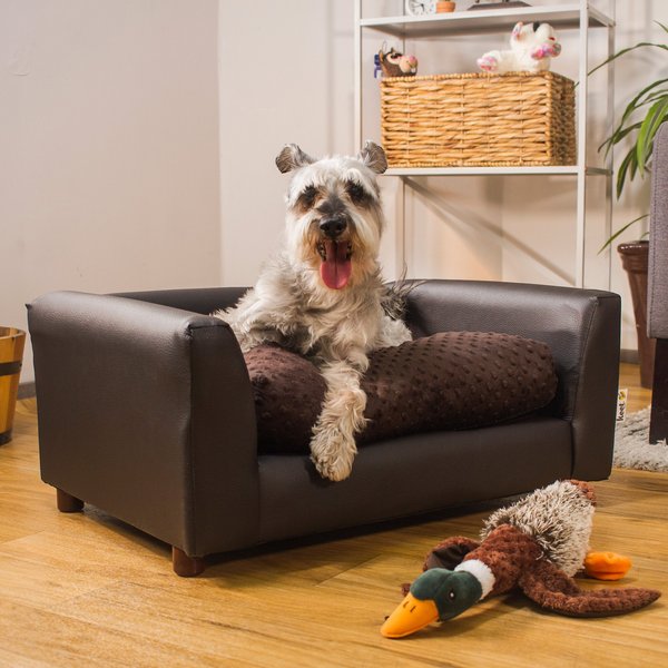 Keet Fluffy Deluxe Pet Bed Sofa – Kleine Größe, Schokoladenbraun – Hundesofa Aus Kunstleder Mit Memory-Schaum-Füllung