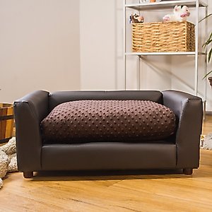Keet Fluffly Deluxe Sofa Dog Bed with Removable Cover, Chocolate, Medium
