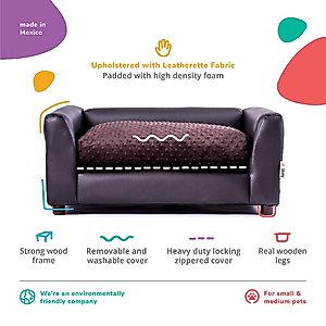 Keet Fluffly Deluxe Sofa Dog Bed with Removable Cover, Chocolate, Medium
