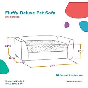 Keet Fluffly Deluxe Sofa Dog Bed with Removable Cover, Chocolate, Medium