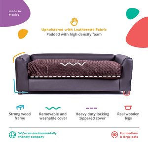 Keet Fluffly Deluxe Sofa Dog Bed with Removable Cover, Chocolate, Large