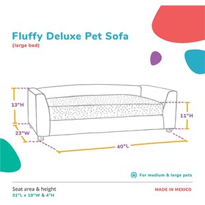 Keet Fluffly Deluxe Sofa Dog Bed with Removable Cover, Chocolate, Large