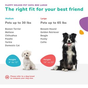 Keet Fluffly Deluxe Sofa Dog Bed with Removable Cover, Chocolate, Large