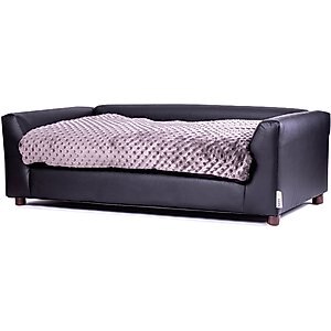 Keet Fluffly Deluxe Sofa Dog Bed with Removable Cover, Charcoal, Large