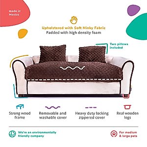 Keet Westerhill Sofa Cat & Dog Bed with Removable Cover, Khaki, Large