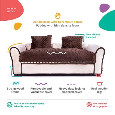 Show full view: Keet Westerhill Sofa Cat & Dog Bed with Removable Cover, Khaki, Large slide 6 of 10