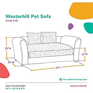 Keet Westerhill Sofa Cat & Dog Bed with Removable Cover, Khaki, Large