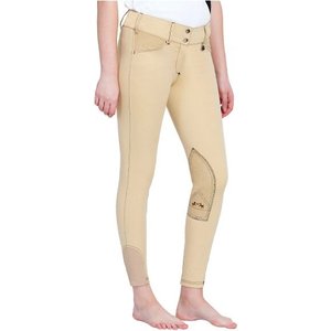 Equine Couture Sport Natasha Breeches, Light Tan/Black Stitching, 24