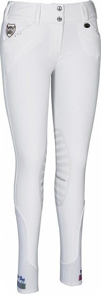 Equine Couture Ladies Fiona Silicone Knee Patch Breeches, White, 34 slide 1 of 3