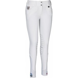 Equine Couture Ladies Fiona Silicone Knee Patch Breeches, White, 34
