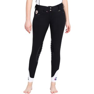 Equine Couture Ladies Fiona Silicone Knee Patch Breeches, Black, 32
