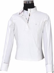 Equine Couture Children's Cara Long Sleeve Show Shirt, White, Small