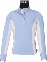 Equine Couture Children's Cara Long Sleeve Show Shirt, KL Baby Blue, Medium
