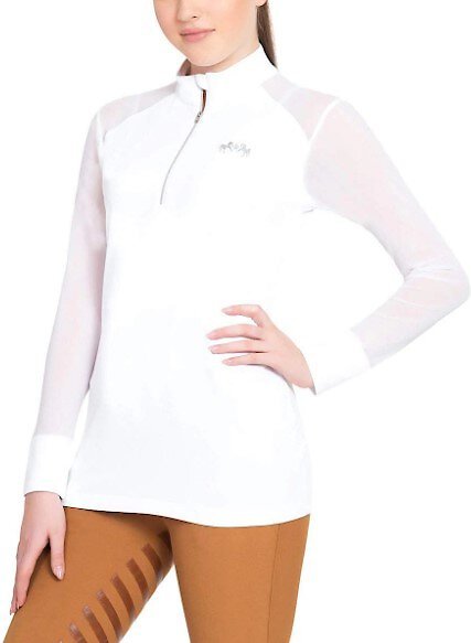 Equine Couture Ladies Erna Equicool Long Sleeve Sport Shirt, White, Large slide 1 of 2