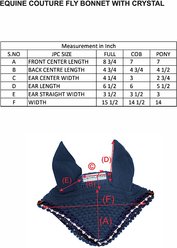 Equine Couture Horse Fly Bonnet with Crystals, EC Navy, Pony slide 2 of 2