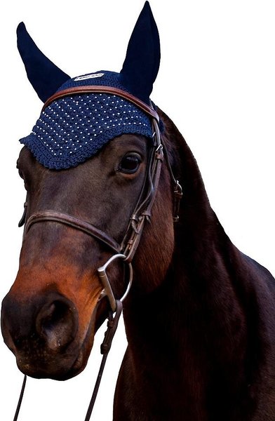 Equine Couture Horse Fly Bonnet, EC Navy, Full slide 1 of 2