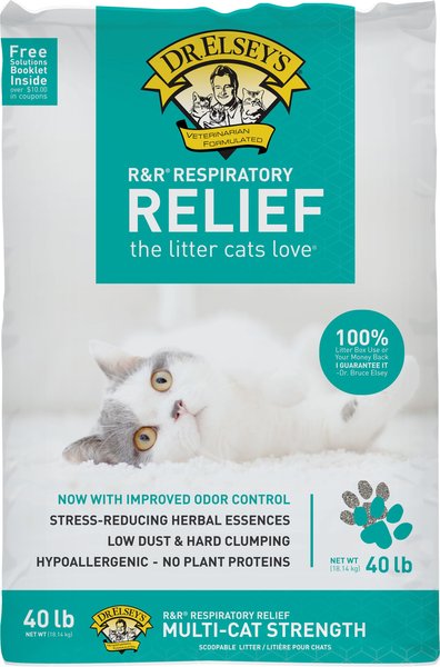 Dr. Elsey's R&R Respiratory Relief Unscented Clumping Clay Cat Litter, 40-lb bag slide 1 of 6
