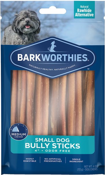 Barkworthies Bully Sticks Small Dog 4-in Grain-Free Dog Treats, 4-oz bag slide 1 of 6