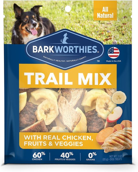 Barkworthies Trail Mix Real Chicken, Fruits & Veggies Grain-Free Dog Treats, 3-oz bag slide 1 of 4