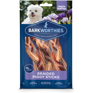 Barkworthies Braided Piggy Sticks Small Dog Grain-Free Dog Treats, 3 count
