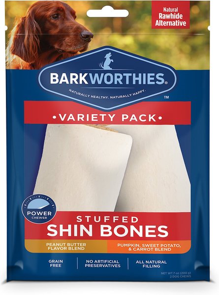 Barkworthies Stuffed Shin Bones Variety Pack Grain-Free Dog Treats, 2 count slide 1 of 4