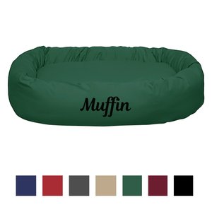 Majestic Pet Personalized Bagel Bolster Dog & Cat Bed, Green, Small