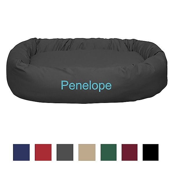 Majestic Pet Personalized Bagel Bolster Dog & Cat Bed, Gray, Medium slide 1 of 5