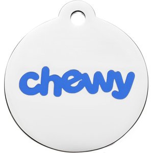 Frisco Chewy Stainless Steel Personalized Dog & Cat ID Tag with Enamel Infill, Round, Small