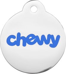 Frisco Chewy Stainless Steel Personalized Dog & Cat ID Tag with Enamel Infill, Round, Regular