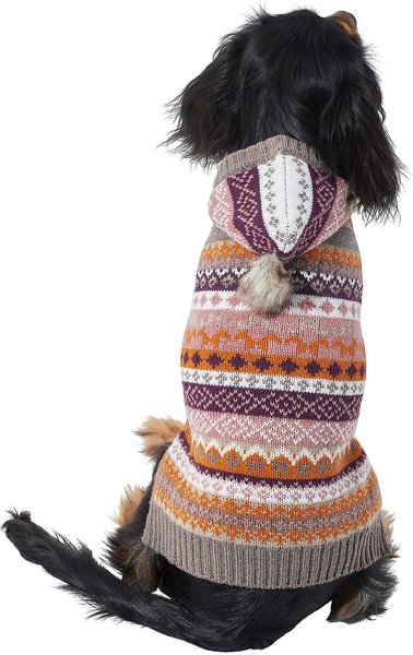 Wagatude Multi-Colored Pom Hood Fair Isle Dog Sweater, Large slide 1 of 3