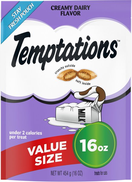Temptations Creamy Dairy Flavor Cat Treats – Crunchy & Soft, 16 Oz Tub