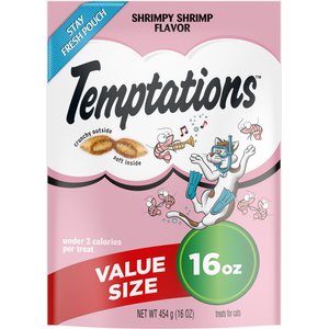 Temptations Classic Shrimpy Shrimp Flavor Soft & Crunchy Cat Treats, 16-oz bag