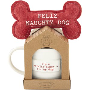 Mud Pie Feliz Naughty Dog Christmas Mug & Dog Toy Set
