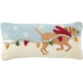 Mud Pie Dog & Lights Hook Wool Christmas Pillow
