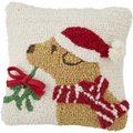 Mud Pie Hook Wool Christmas Dog Pillow, Tan