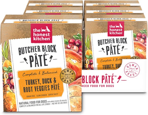'The Honest Kitchen Butcher Block Pate Turkey, Duck & Root Veggies Wet Dog Food, 10.5-oz can, case of 6 slide 1 of 9