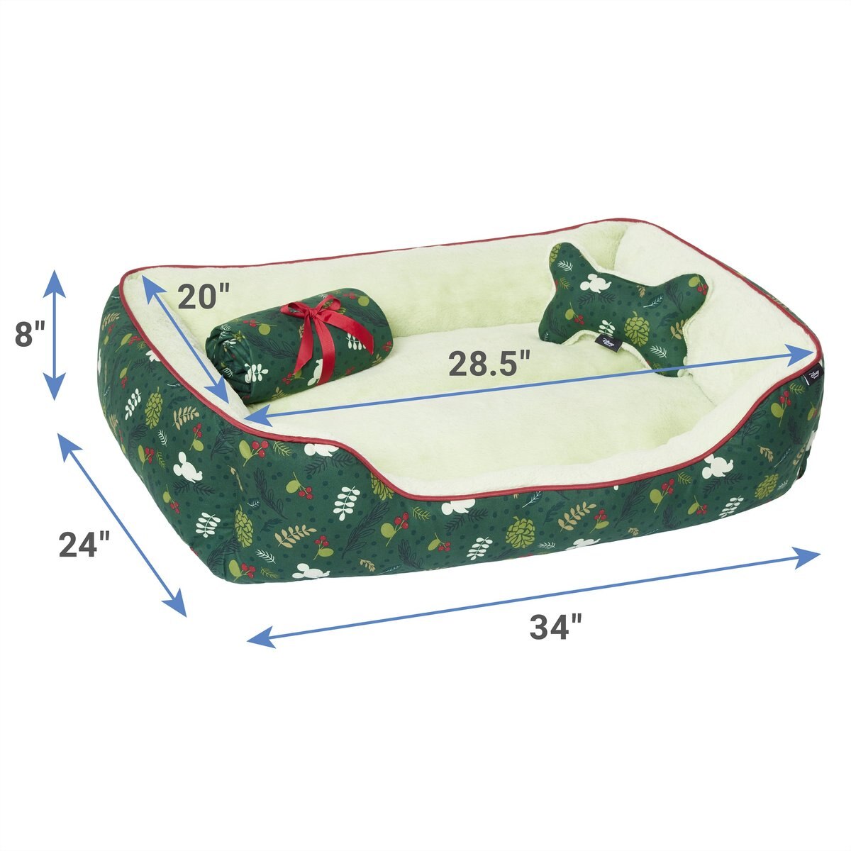 DISNEY Mickey Mouse Holiday Pet Bed & Gift Set, Large