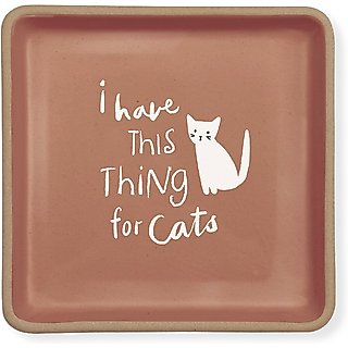 Fringe Studio "Thing for Cats" Square Stoneware Tray, Small slide 1 of 2