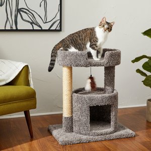 Frisco 27-in Real Carpet Cat Tree with Condo & Oval Perch, Gray