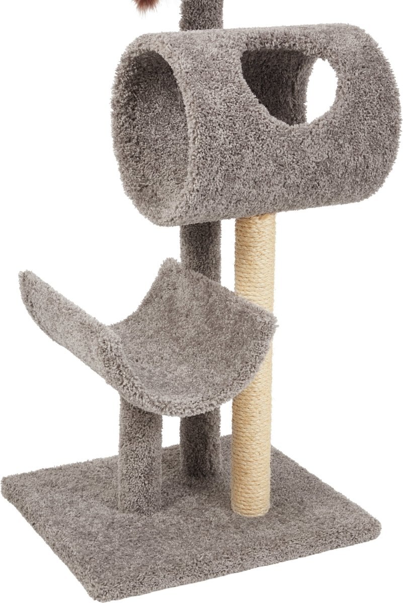 FRISCO 53in Real Carpet Cat Tree with Tunnel, Gray